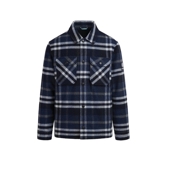 Sandbanks Wool Flannel Quilted Shirt Jacket Navy