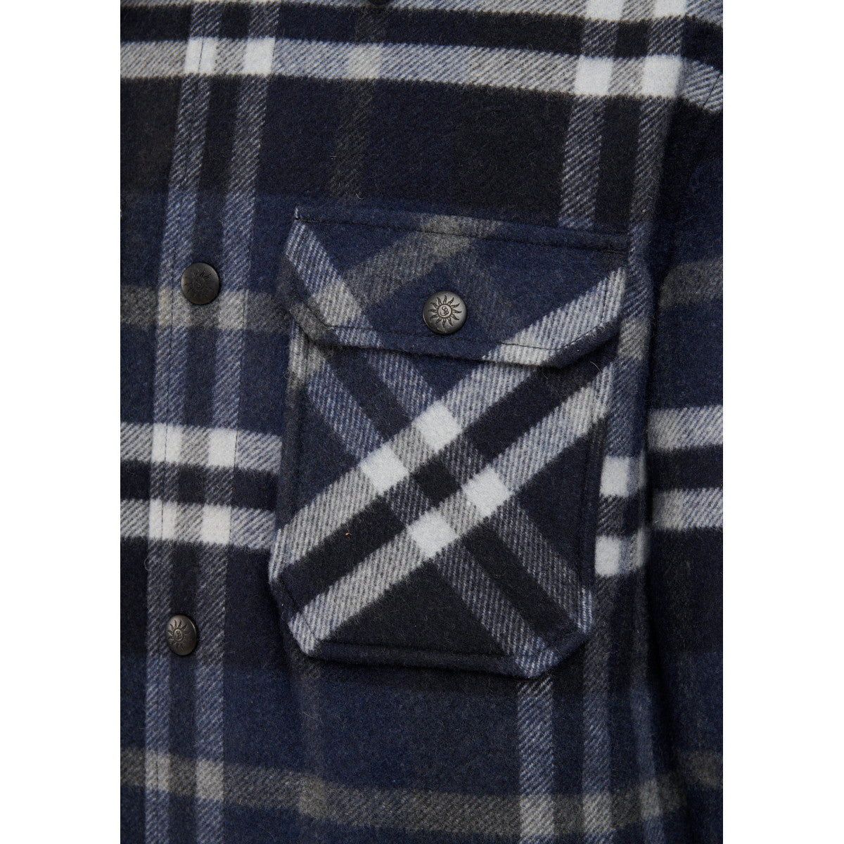 Sandbanks Wool Flannel Quilted Shirt Jacket Navy