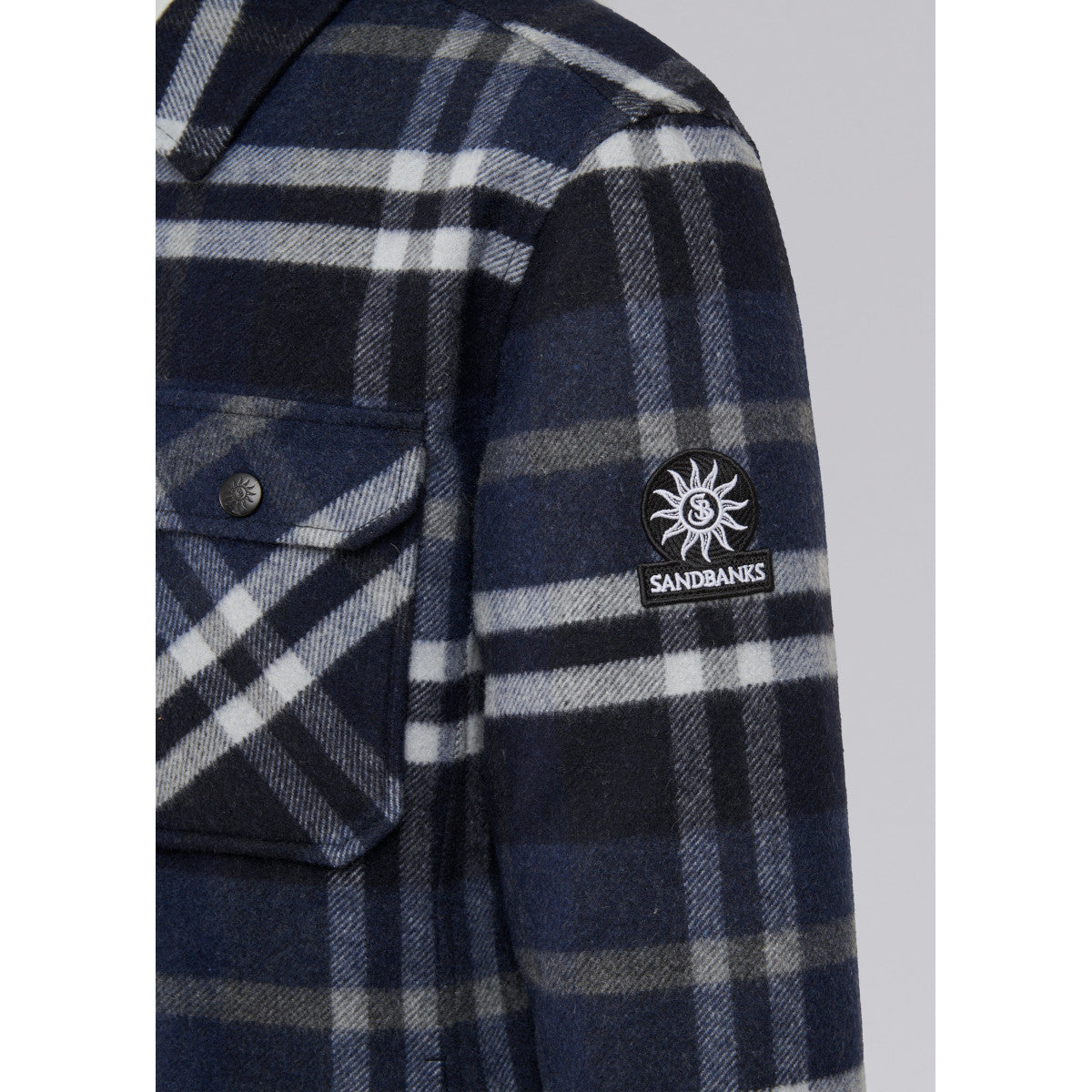 Sandbanks Wool Flannel Quilted Shirt Jacket Navy