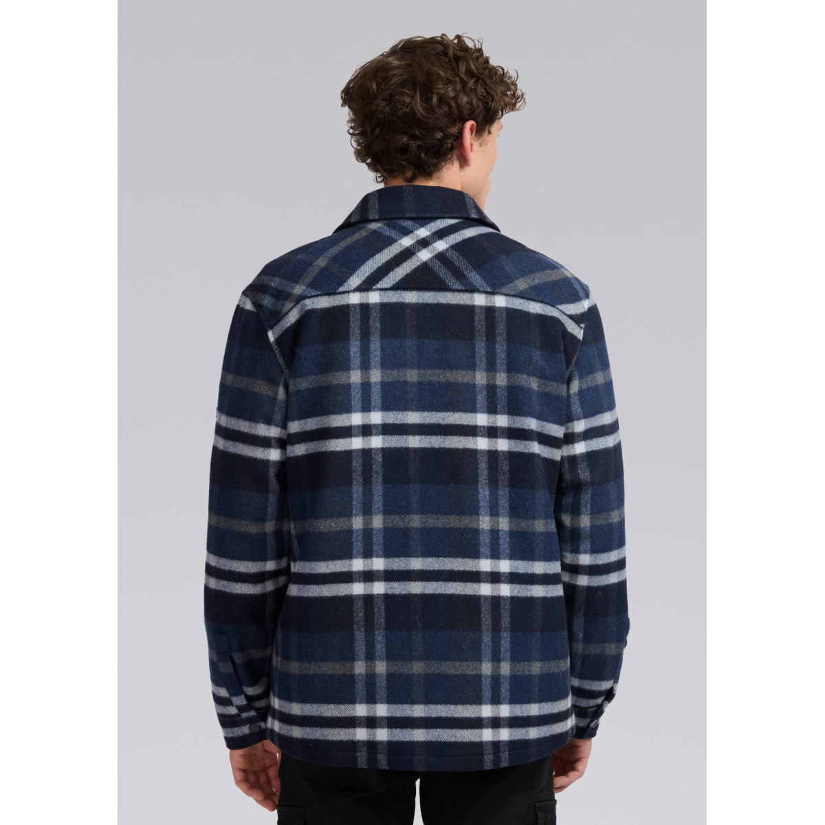 Sandbanks Wool Flannel Quilted Shirt Jacket Navy