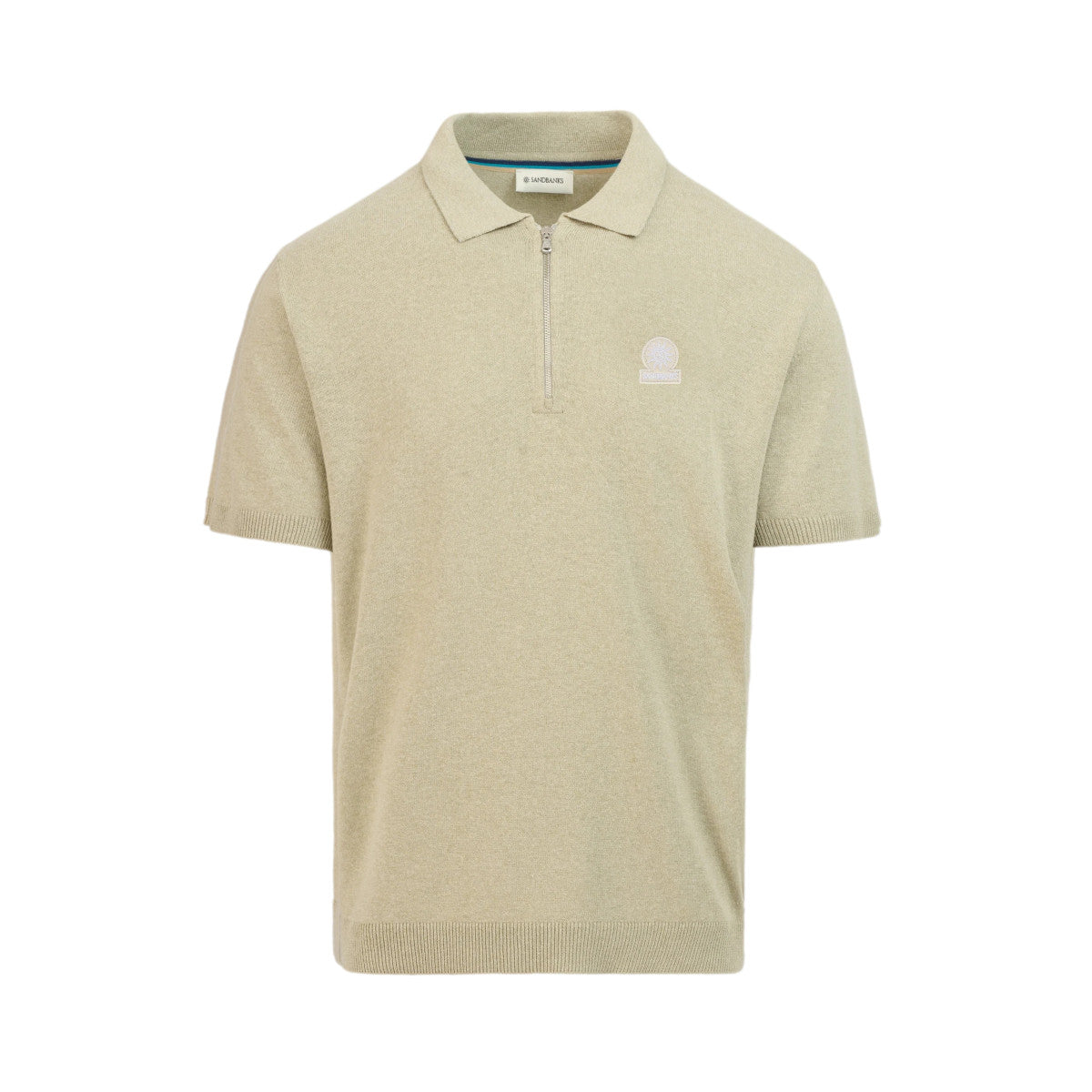 Sandbanks Zip Up Knitted Polo Stone