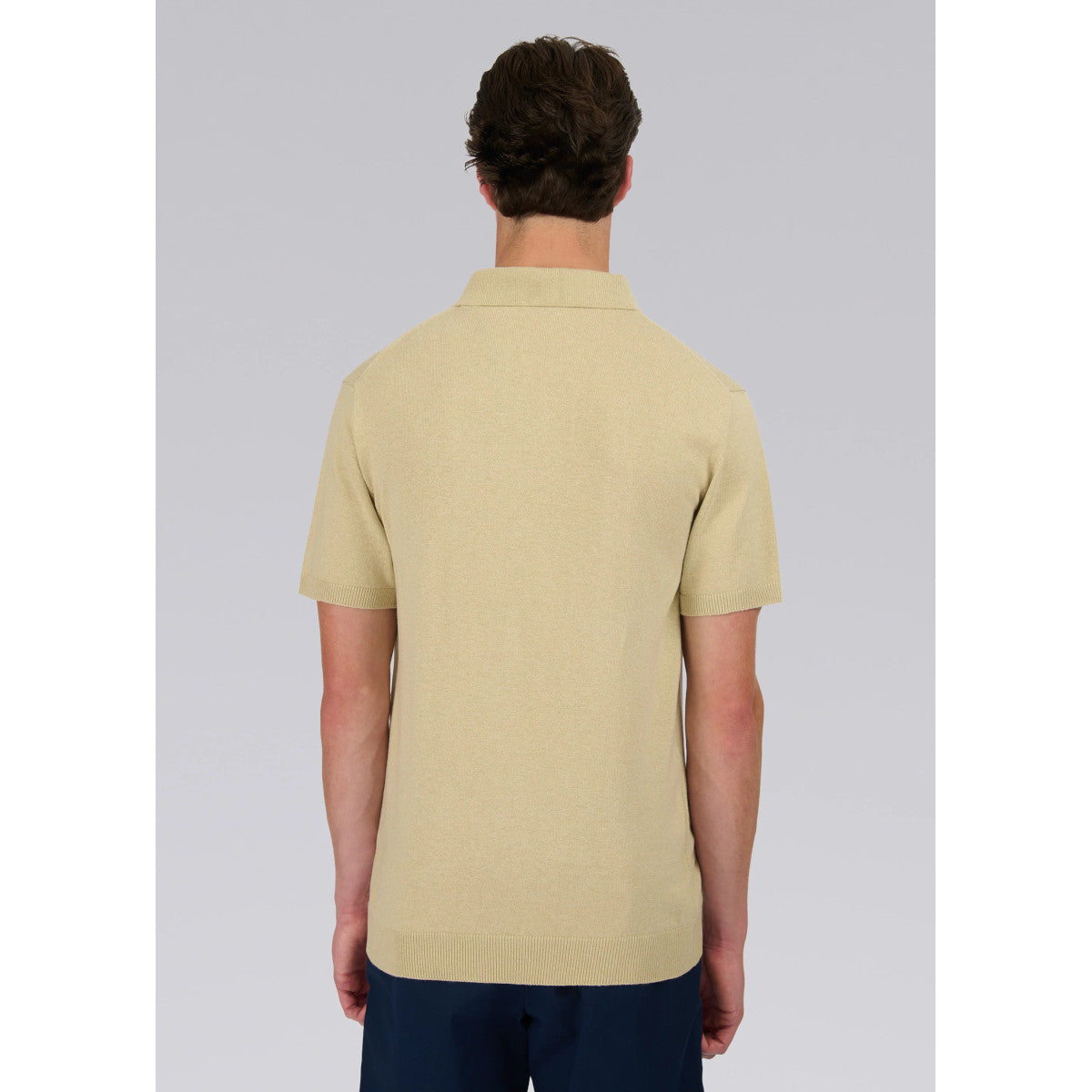 Sandbanks Zip Up Knitted Polo Stone