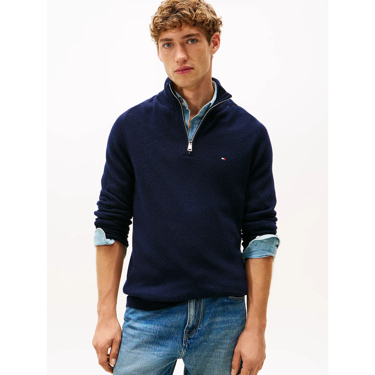 Tommy Hilfiger Lambswool Half Zip Sweater DW5  Desert Sky