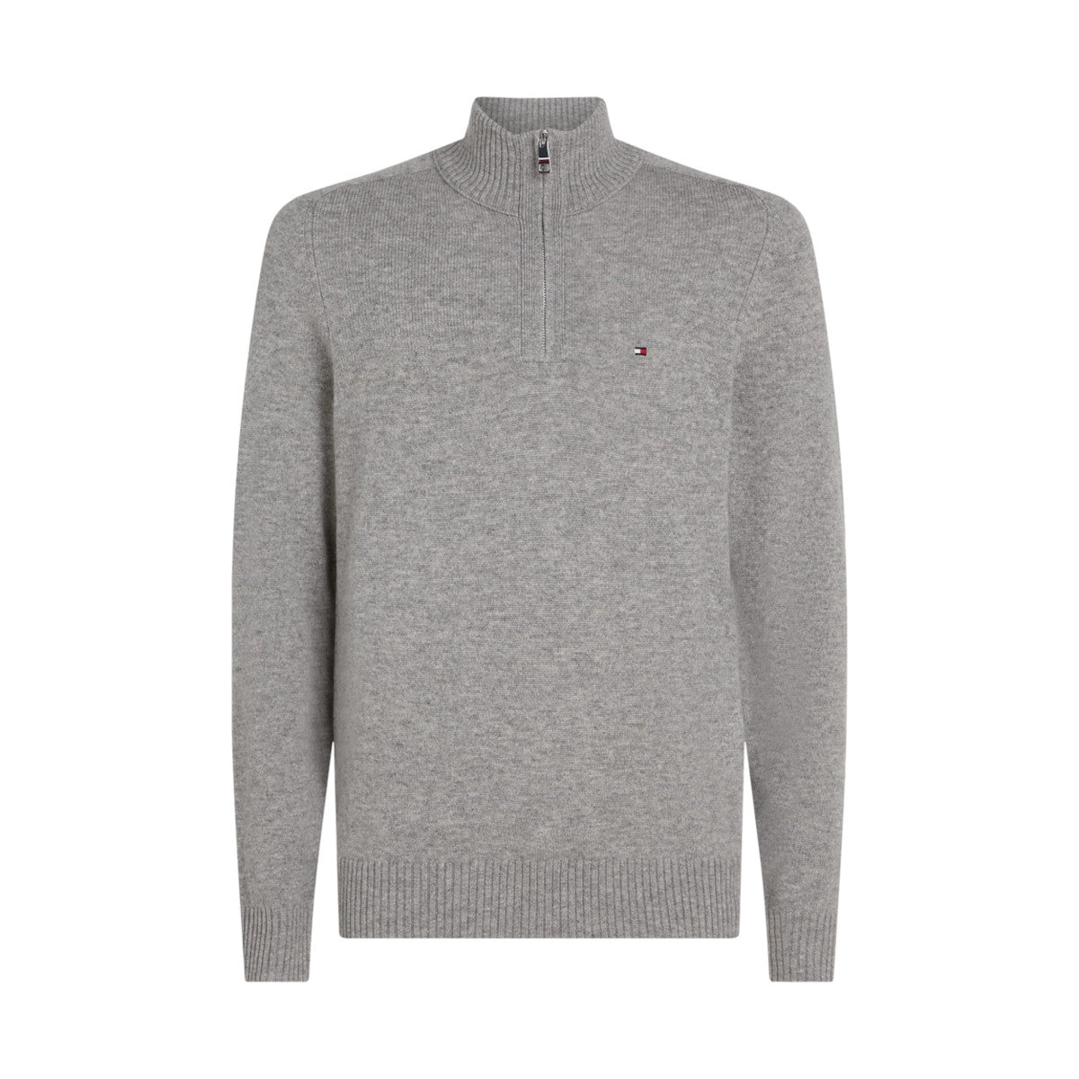 Tommy Hilfiger Lambswool Half Zip Sweater PO1 Light Grey Heather