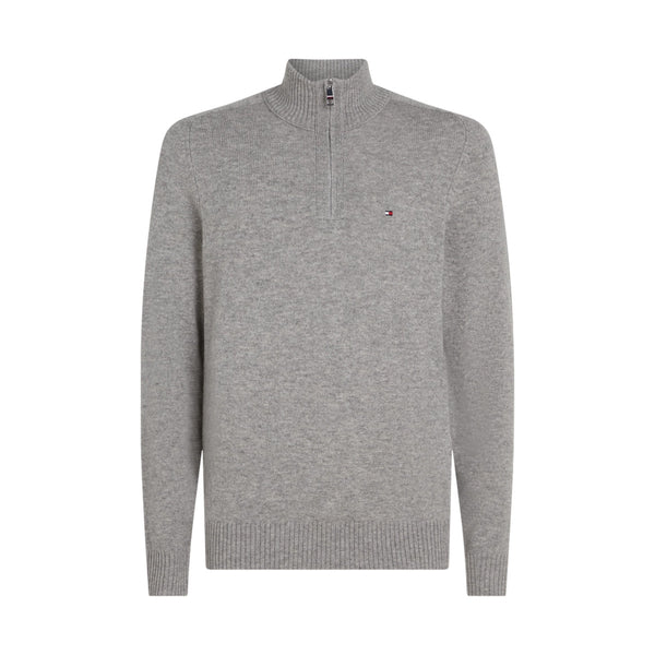 Tommy Hilfiger Lambswool Half Zip Sweater PO1 Light Grey Heather