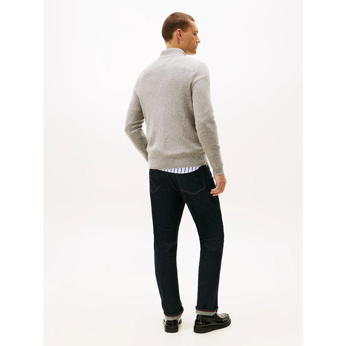 Tommy Hilfiger Lambswool Half Zip Sweater PO1 Light Grey Heather
