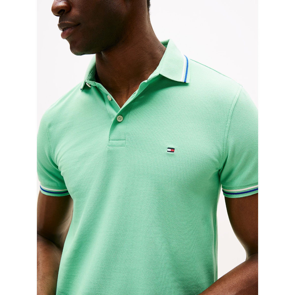 Tommy Hilfiger Tipped Slim Fit Seasonal Polo Shirt LZ7 Verdant