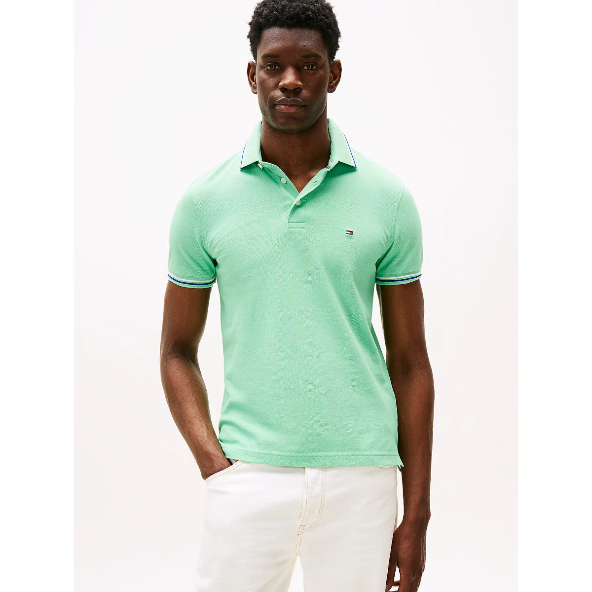 Tommy Hilfiger Tipped Slim Fit Seasonal Polo Shirt LZ7 Verdant