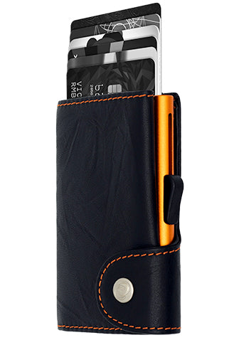 C-Secure Wallet/Cardholder Classic Leather Black/Orange
